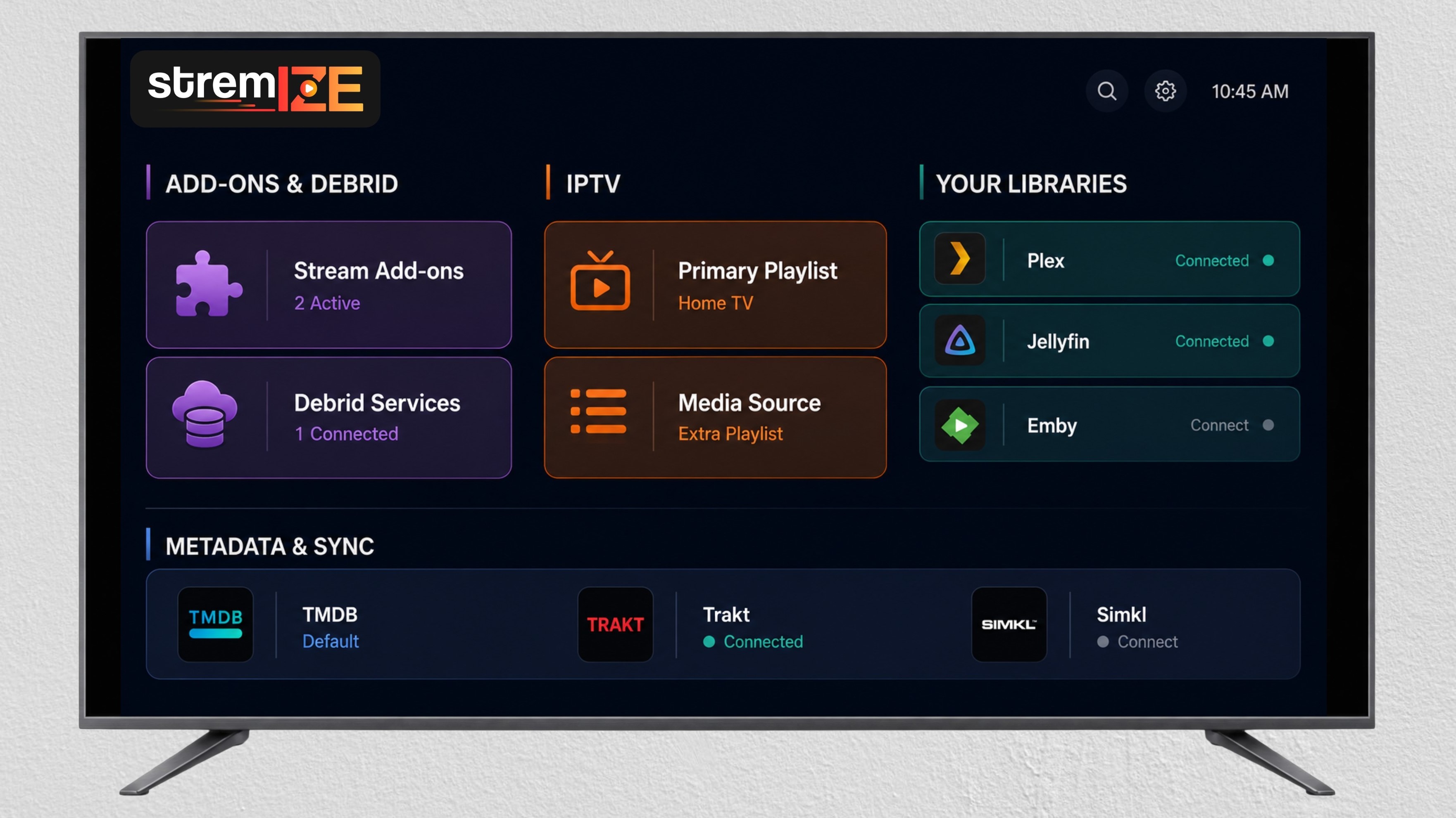 Stremize player interface on Android TV