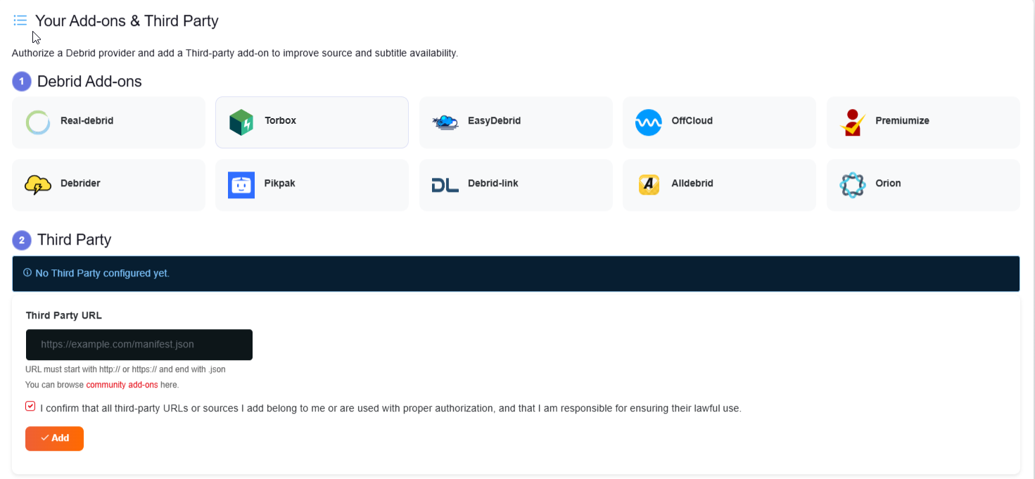 Stremize Debrid Config