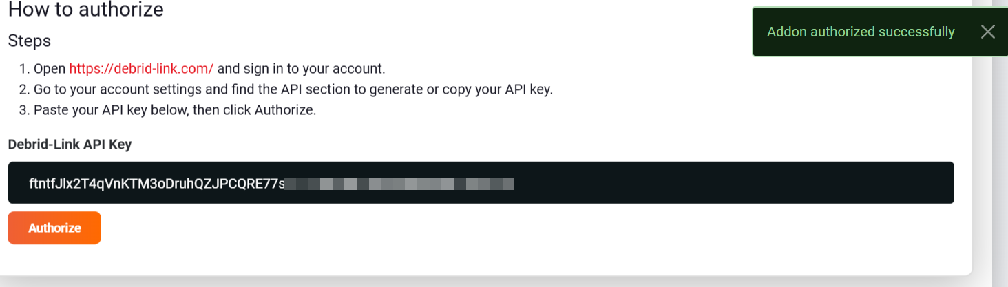 debrid link connected